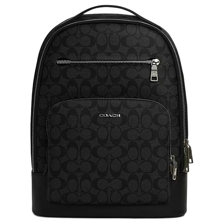 

Coach Ethan 32 Solid Classic Logo Zipper Closure Large Capacity Fabric With Synthetic Leather Backpack Men Backpacks Black CL962-QBLWO Basic Set (Bag+Dust Bag)