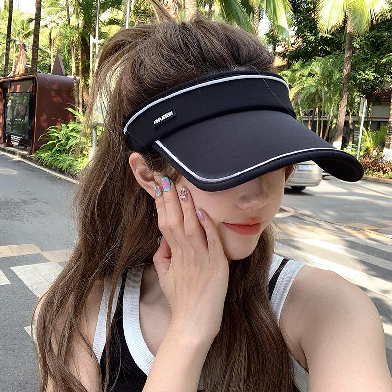 Black Sunscreen Hat Women's 2025 New Popular Summer UV Protection Empty Top Sports Running Outdoor Sun Hat