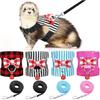 4 Pieces Ferret Harness and Leash Set Ferret Leash Small Pet with Cute Bowknot and Safe Bell Decor Chest Strap Harness for Outdoor Walking Rabbit