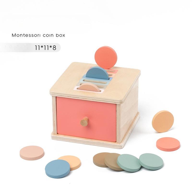 Montessori Color Shape Matching Sorting Box Game, Children'S Puzzle Early Education Coin Box Wooden Toy