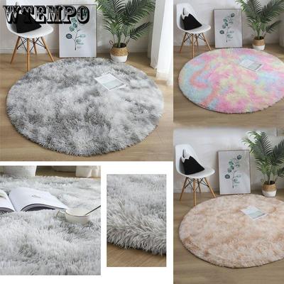 Room Floor Fluffy Mat Shaggy Plush Anti-Skid Floor Carpet Floor Mat Bedside Rug Round Shaggy Rug
