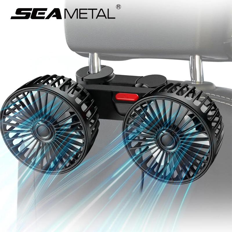 

Вентилятор охлаждения спинки автомобильного сиденья SEAMETAL, вентилятор с двойной головкой и зарядкой через USB, вращение на 360 градусов, автоматический вентилятор для подголовника, кулер для шеи чёрный