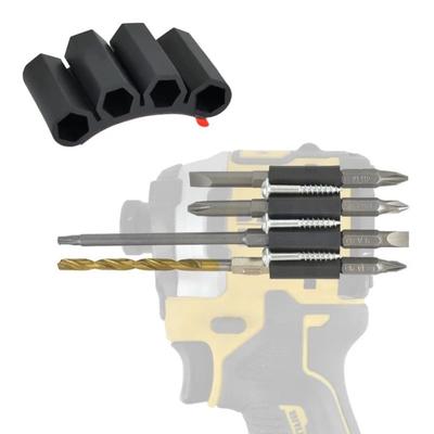 3/4 Holes Drill Bit Holder Self-adhesive Rubber Screwdriver Bit Holder Wear-resistant Black Driver Bits Side Holder