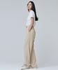 MALOUPE 2151 Relaxed Elastic Waist Wide Pants (Beige)