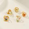 1 Piece Stylish Handmade Resin Jewelry Flower 18K Gold Plated 304 Stainless Steel Open Adjustable Geometric Rings For Women Gift