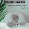 Verstellbares aufblasbares Nackenkissen, Taillenkissen, tragbares aufblasbares Kissen mit Augenmaske, Ohrstöpseln, Handtasche