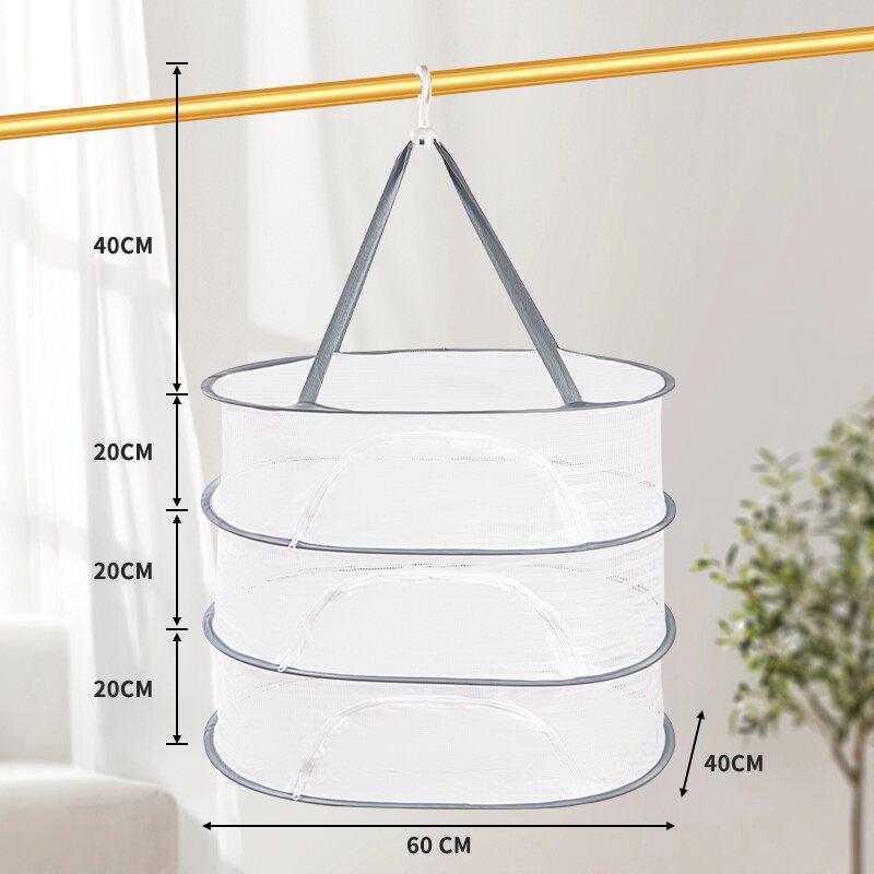 Multifunctional household drying basket Closed zipper type drying basket Outdoor multi-layer hanging dry goods drying net pocket