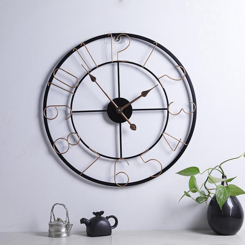 Iron digital silent wall clock 24 inch circular large clock art clock