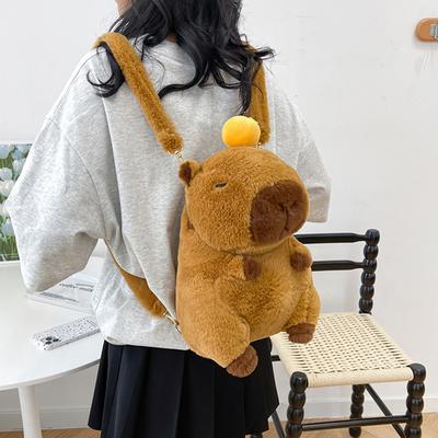 Plyšový batoh Capybara na jedno rameno crossbody taška Kabelka Mäkká školská taška pre bábiky Capybara Narodeniny Vianoce Detské darčeky