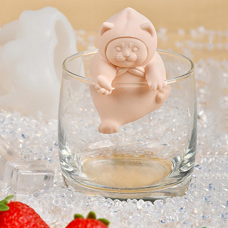 3D Frozen Panda Hanging Cup Silicone Mold Drink Ice Tray Cat Dog Loong Mold Animal Mousse Cake Jelly Mould Soap Candle Mold