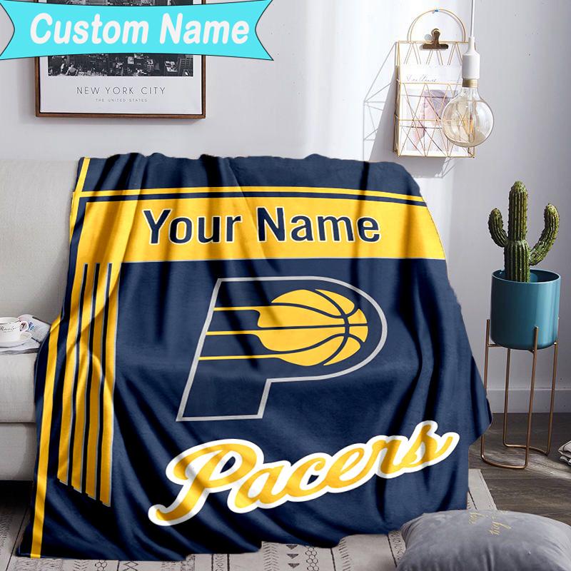Custom Name Blanket Pacers Basketball Team Blanket Bedding Blanket for Travel, Camping, Living Rooms, Offices, Sofas, Fan Christmas gift
