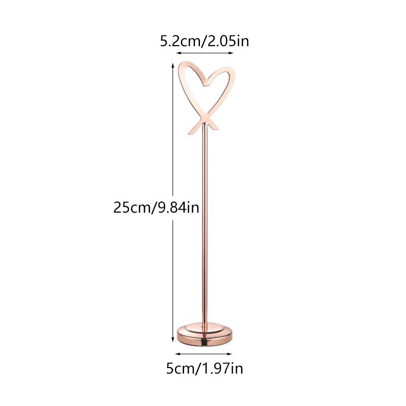 Heart Shape Memo Photo Stand Stainless Steel Card Holder Minimalist Metal Message Board For Home Office Decor With Non-Slip Base