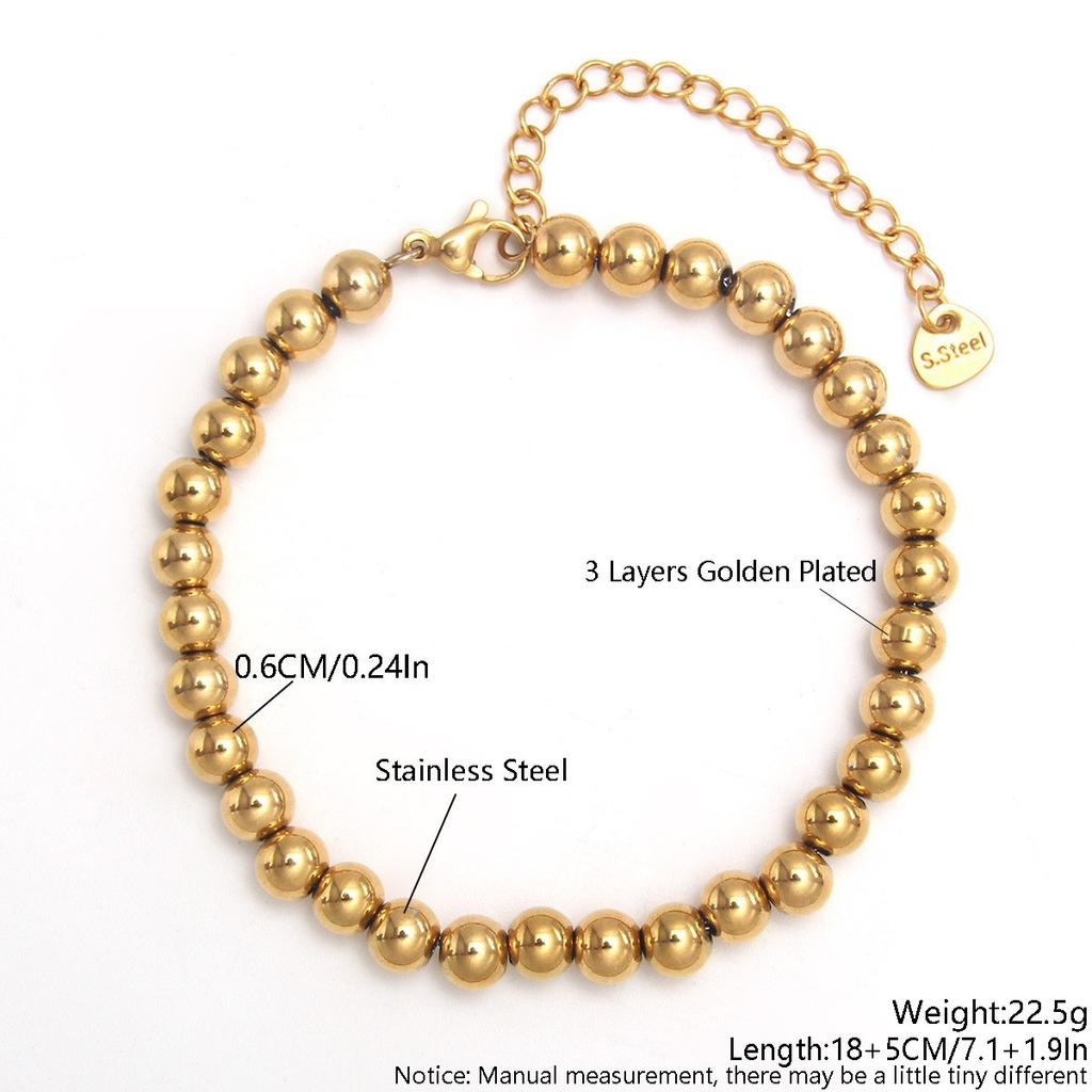 Steel Bead and Pearl Bracelet, 304 Stainless Steel Elastic String Bracelet