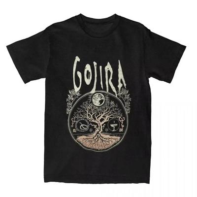 Moda estiva uomo e donna Stampa T-shirt band rock metal Gojiras cotone puro larga casual vecchio stile retrò T-shirt 2D#Colore(1)