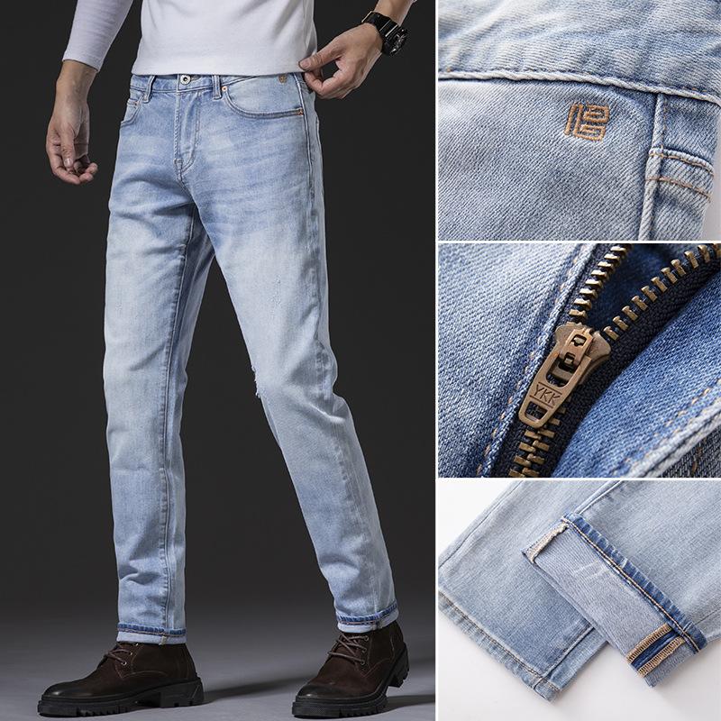 

Men s High-end Elastic Jeans Men s Retro Men s Loose Small Straight Pants Men s 29