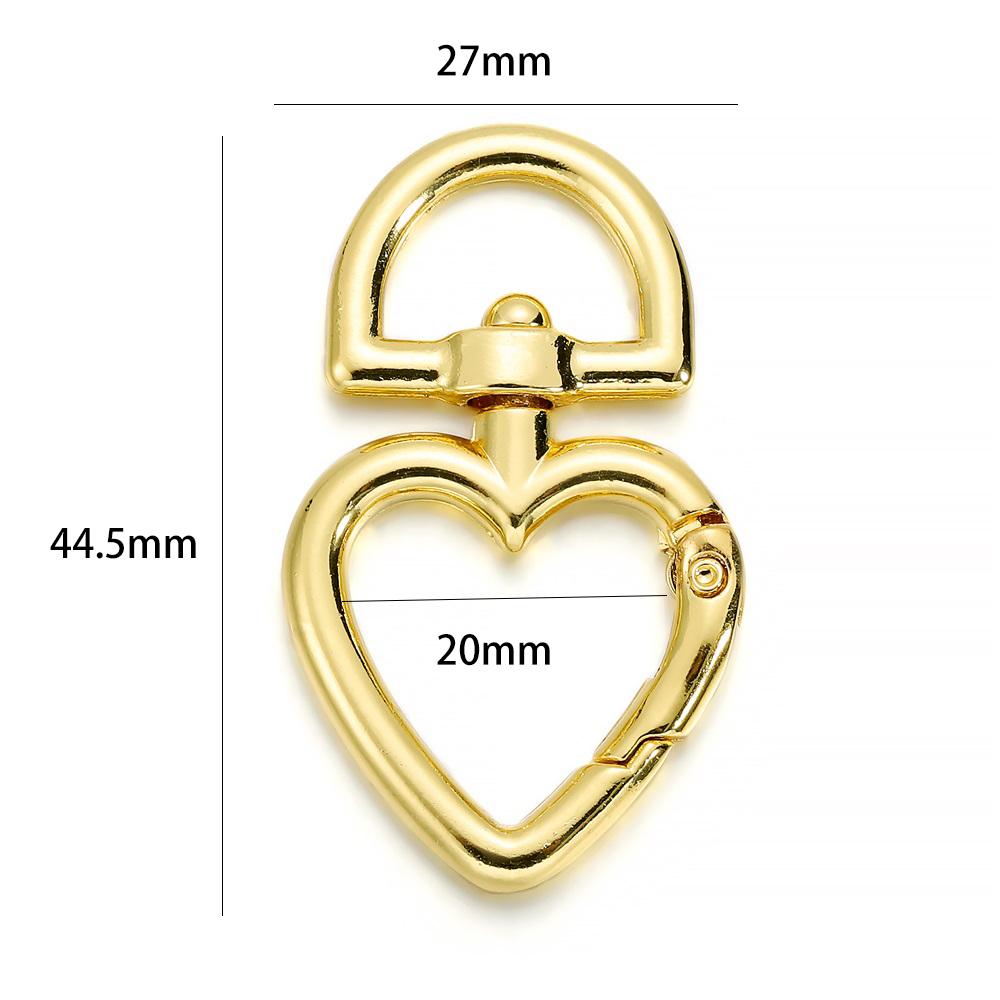5Pcs/lot Peach Heart Shape Metal Lobster Clasp Hooks Key Ring Connectors For DIY Keychain Jewelry Making Supplies Accessories