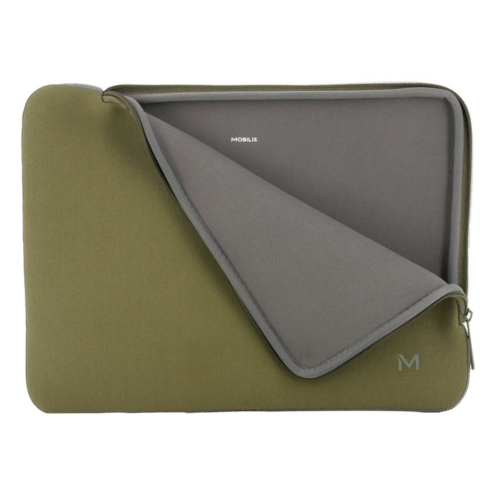Housse de Protection en Néoprène para Ordinateur Portable 12.5-14 pouces - Compatible MacBook Air/Pro - Kaki et Gris - MOBILIS