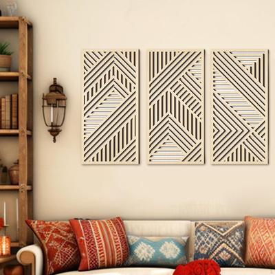 3 Stück Wandkunst Dekor Holz Hohl Leichtgewichtige Paneele Geometrie Boho Dekoration Hängend