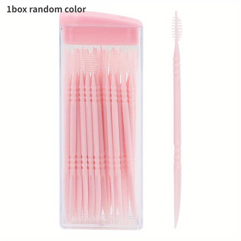 1Box Oral Care Disposable Plastic Toothpicks With Brushes Travel Teeth Cleaning Tool Two-Head Dental Floss Toothpick Random