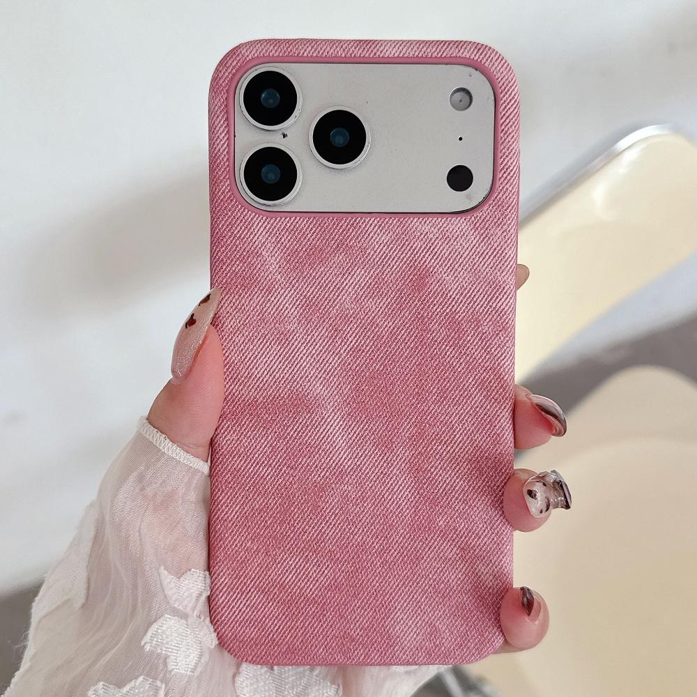 Luxury Retro Denim Tie Dye Fabric Case For iPhone 17 Air 16 15 14 Plus 13 12 11 Pro Max 17Pro Borderless Shockproof Hard Cover
