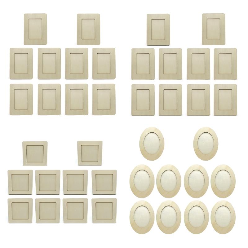 10Pcs Craft Ready Unfinished Wood Photo Frame Picture Frame for Display