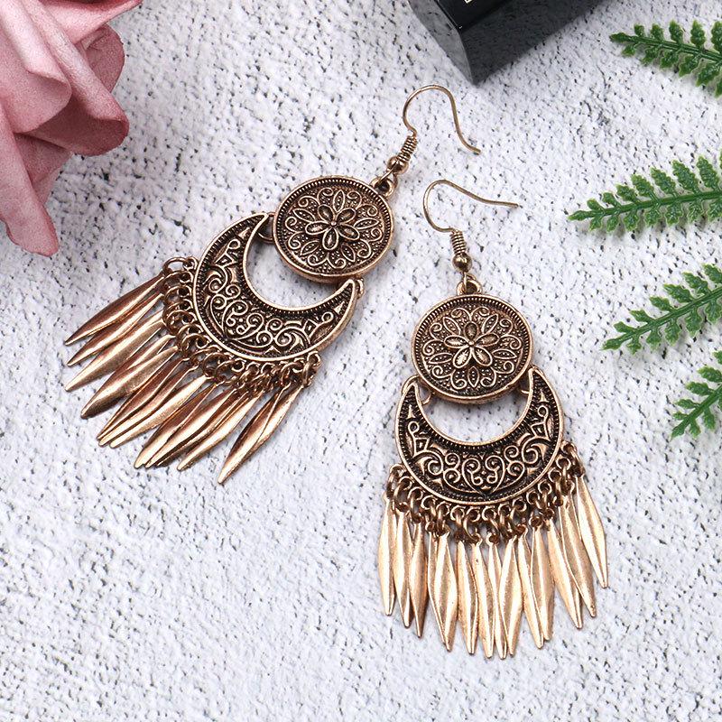 SCIONE Fashionable Flower Earrings Ladies Metallic Tassel Pendant Earrings Charm Earrings