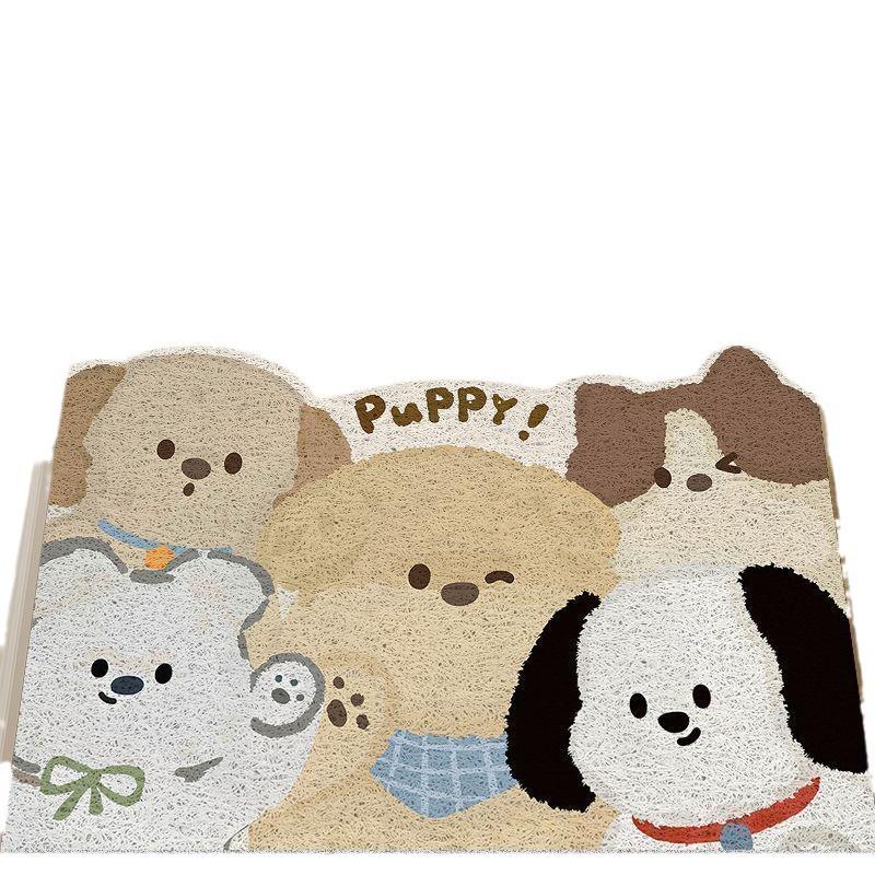 Customizable PVC Cartoon Dog Entrance Doormat - Dust-Removing Silk Coil Carpet