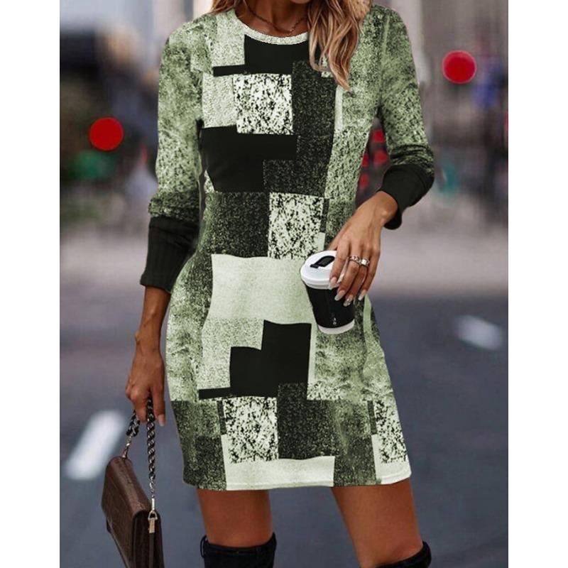IHUASU Fashion Autumn Winter Long Sleeve O-Neck Casual Dresses