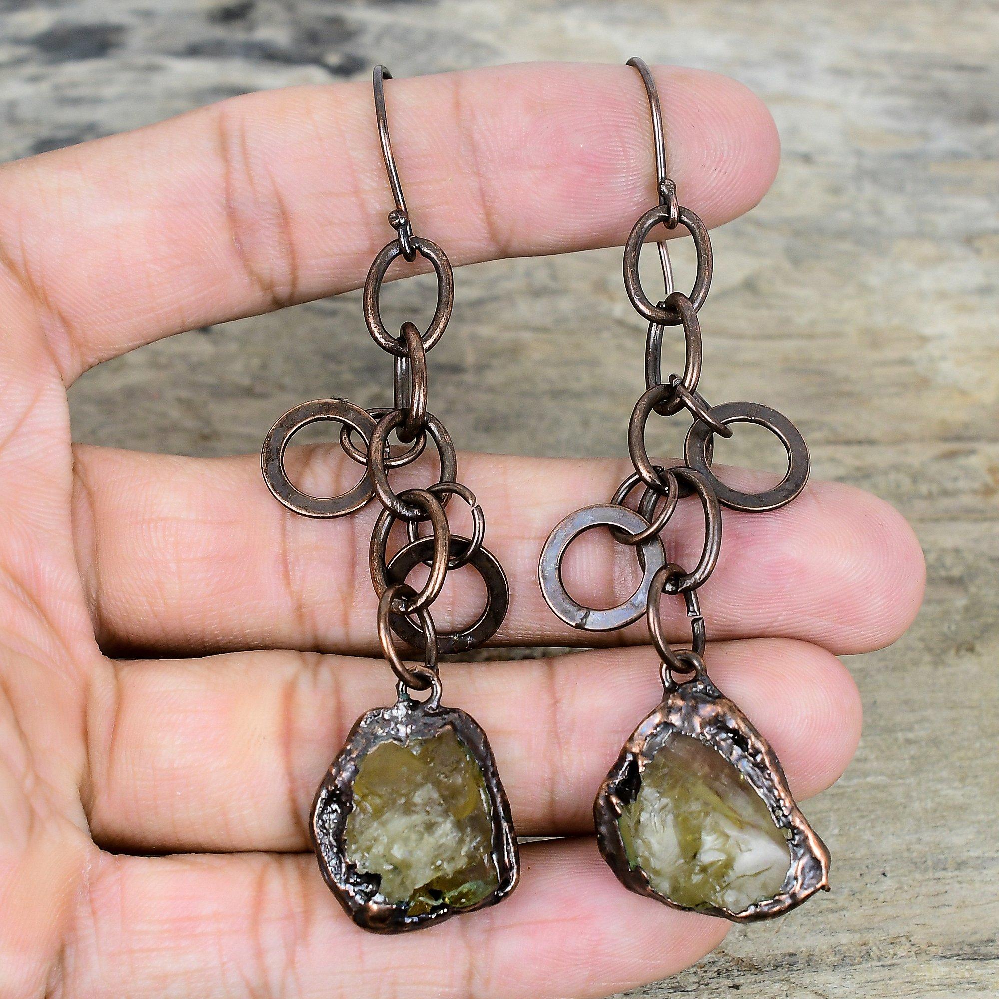 

Серьги из необработанного цитрина, серьги из электроформованной меди, серьги ручной работы, украшения из необработанного цитрина, подарки для мамы, прекрасные медные украшения