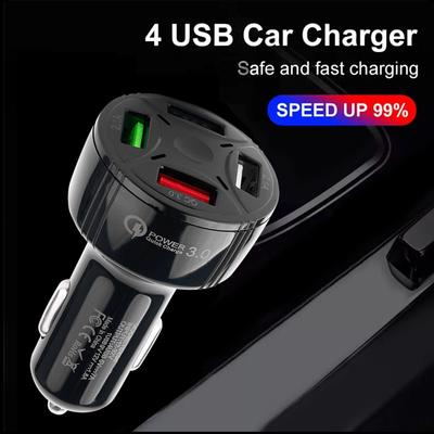 Cargador de coche Usb de 4 puertos carga rápida 3,0 Qc 3,0 7a carga rápida para Iphone 13 12 11 Xiaomi Huawei Samsung cargador Usb para teléfono de coche