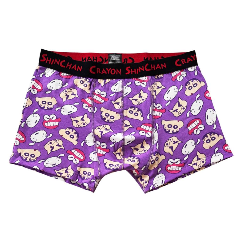 Small Planet Crayon Boxer Briefs with PU Face Design Shin-chan Men's (Size L)