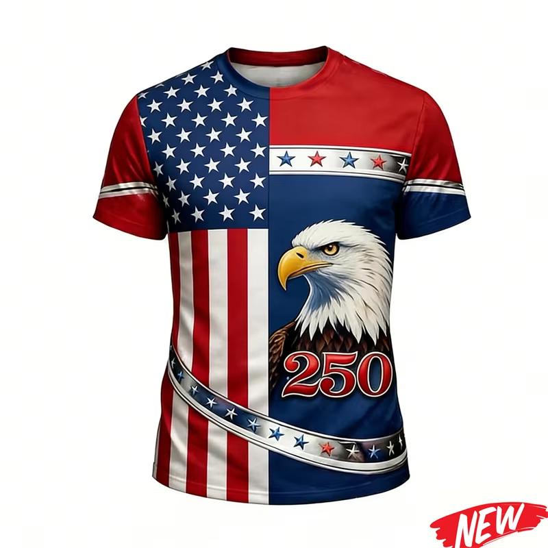 2026 Letní pamětní edice Cool USA 1776-2026 250. výročí Limitovaná edice 3D tištěné tričko pro rodiče a dítě Velká velikost