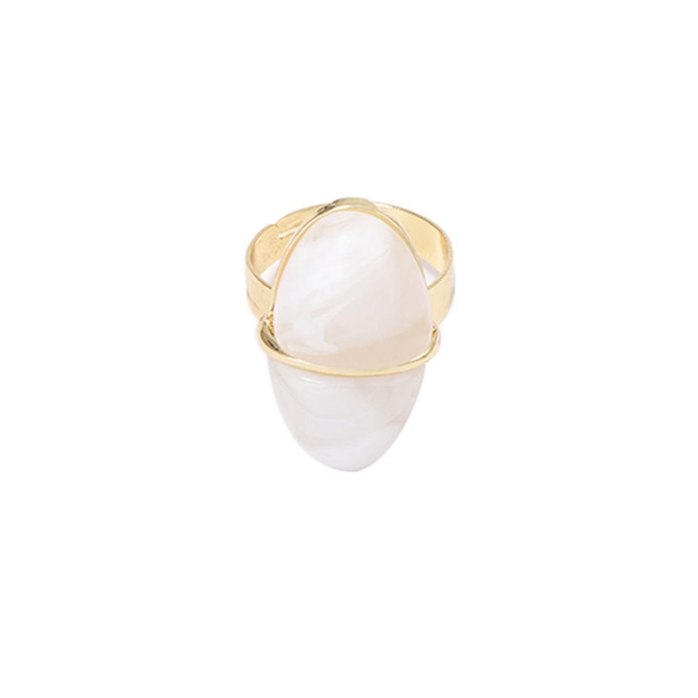 

Green White Stone Vintage Ring Exaggerated Opening Ring Elegant Geometric Resin Ring Set Women білий