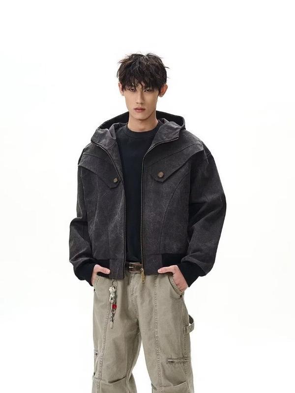 Herren Retro Nieten Harrington Jacke - Lässiger Lockere Passform für Frühling & Herbst