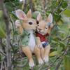 Garden Decor Resin Swing Couple Rabbit Ornament Cartoon Cute Animal Sculpture Hanging Creative Bunny Statue Pendant Courtyard