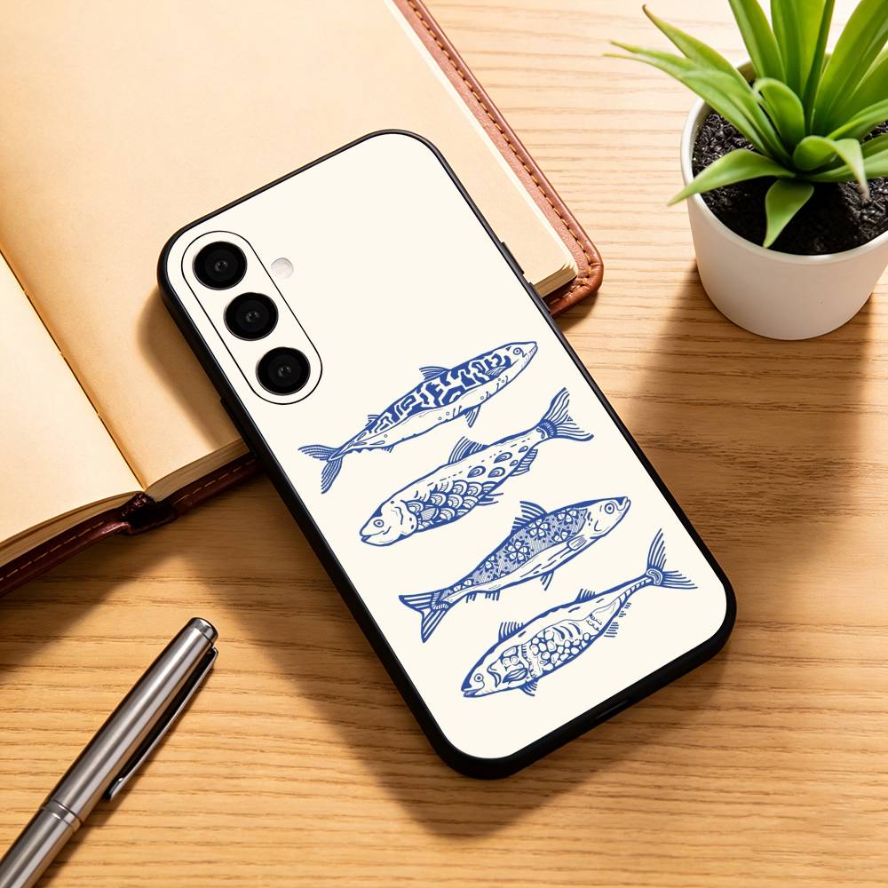 S-Sardines F-Fish Art Phone Case For Samsung Galaxy A73,A72,A71,A70,A53,A52,A51,Soft Silicone Black Cover