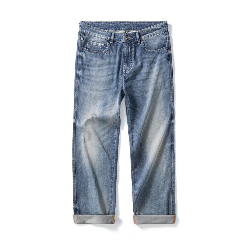 

Новые весенне-летние теннисные джинсы, мужские повседневные свободные японские брюки со средней посадкой большого размера 40 синий