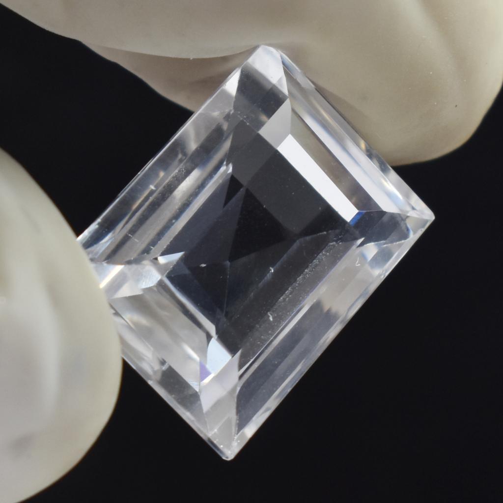 Natural White Sapphire 9.95ct Emerald Cut Certified Loose Gemstone
