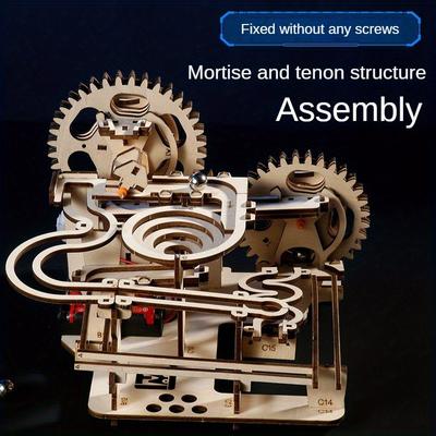 3D Wooden Puzzle - DIY Mechanical Track Balls Educational Brain Teaser for Adults  Khaki