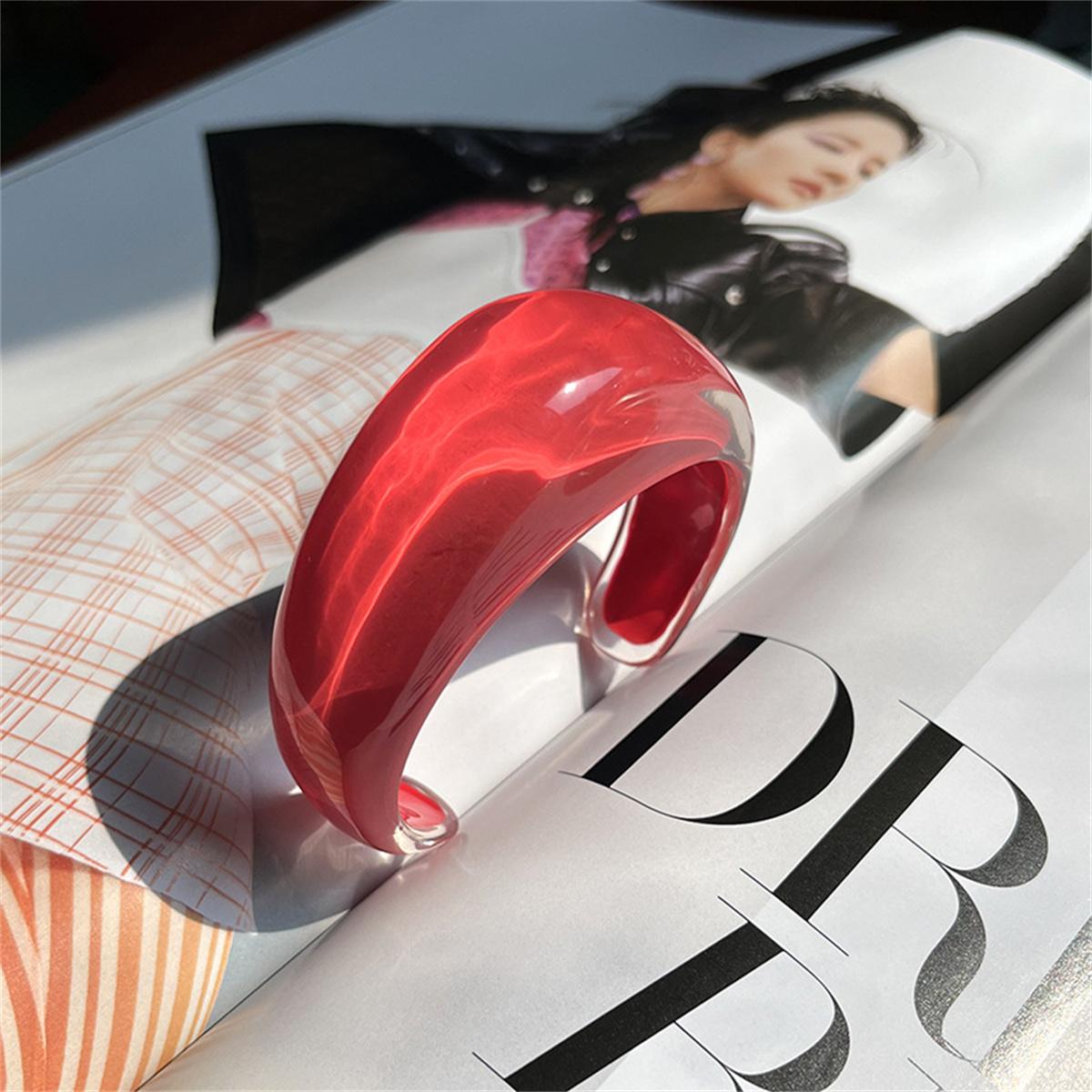 

Candy Light Color Opening Resin Cuff Bracelet Wide Enamel Transparency Bangle Women Colorful Wave Wide Acrylic Jewelry Bangle