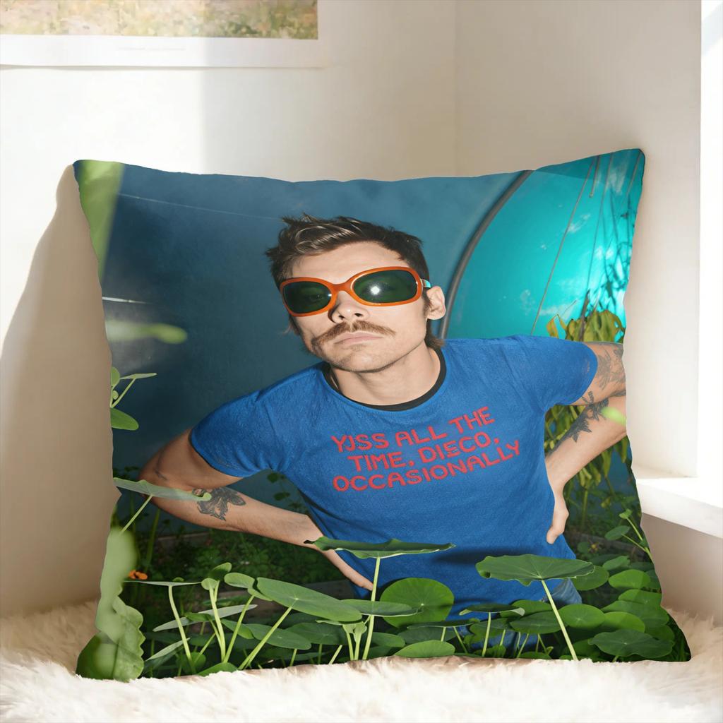 Singer H-Harrys S-Styles Kiss Al the Time Pillow Case Comfy Pillow Cover For Sofa Couch Bed Living Room Retro Trendy Pillowcase