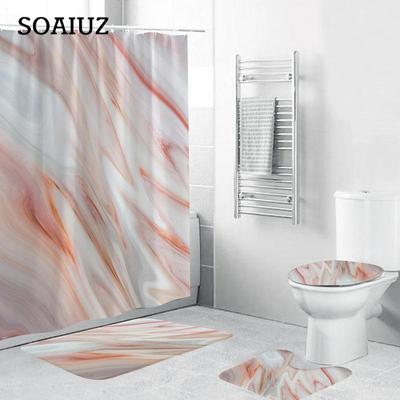 4 Teile/satz Marmor Rutschfester Teppich Badematte Teppich Badezimmer Vorhänge Toilettendeckel Abdeckung Wohnkultur