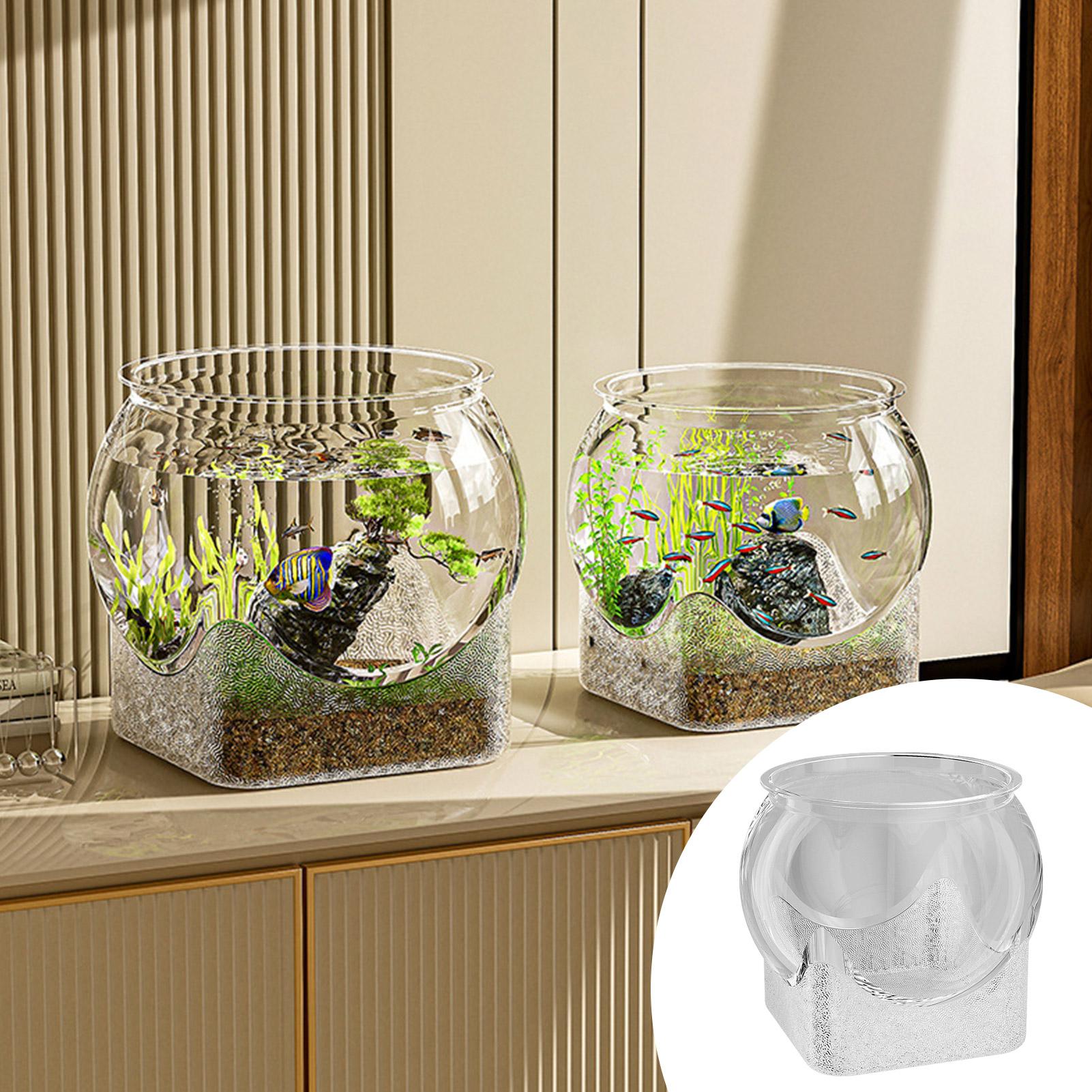 Clear Round Fish Bowl Aquarium Fish Tank Small Aquariums Flower Vase Centerpiece Desktop Aquarium Fish Tank S