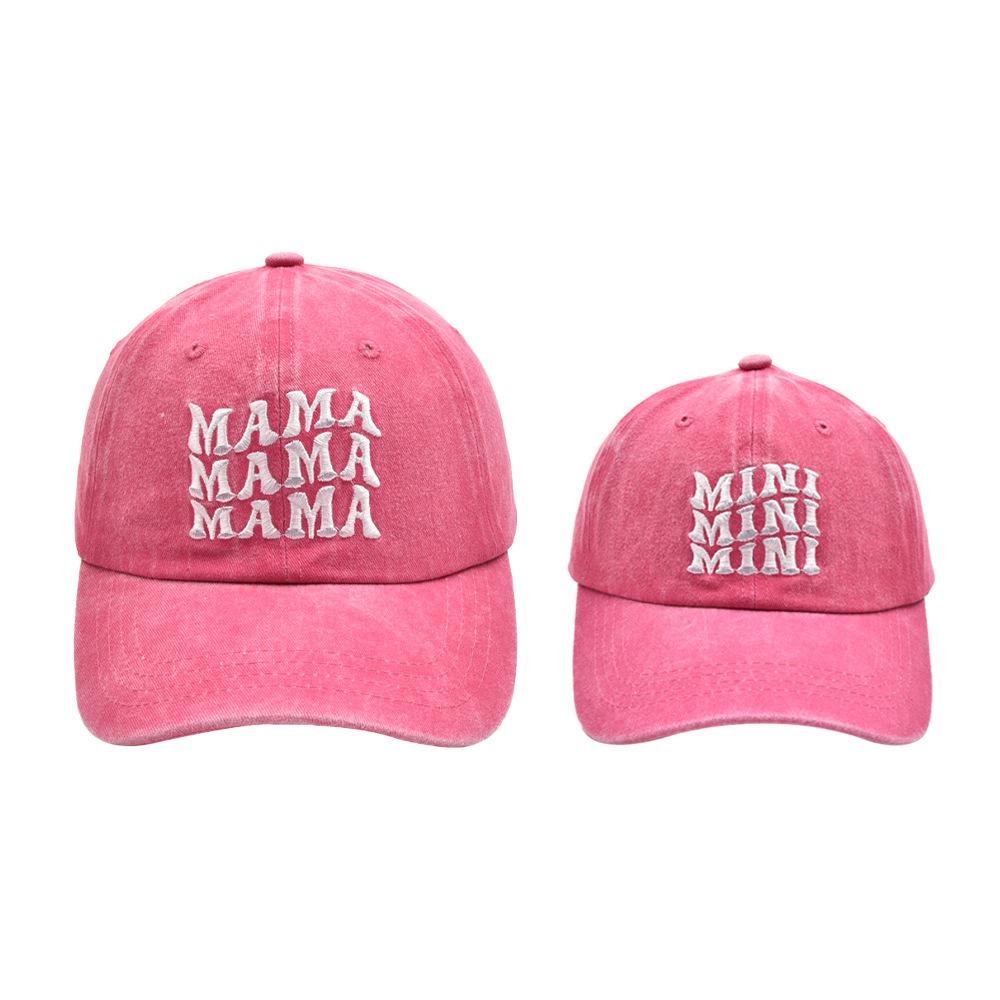 Unisex Mama Mini Parent-Child Embroidery Wash Baseball Caps Spring And Autumn Outdoor Adjustable Casual Hats Sunscreen Hat