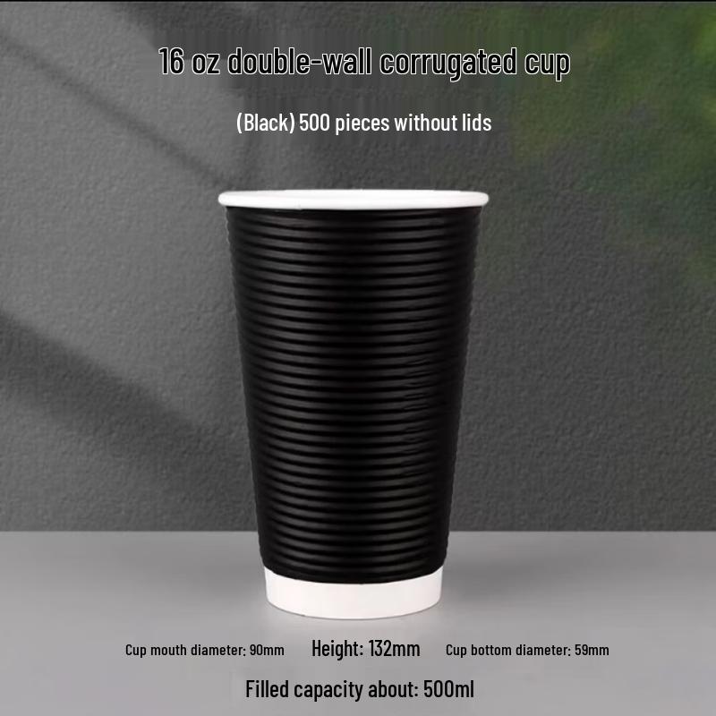 Disposable Corrugated Coffee Cups with Lids (500 Sets)
