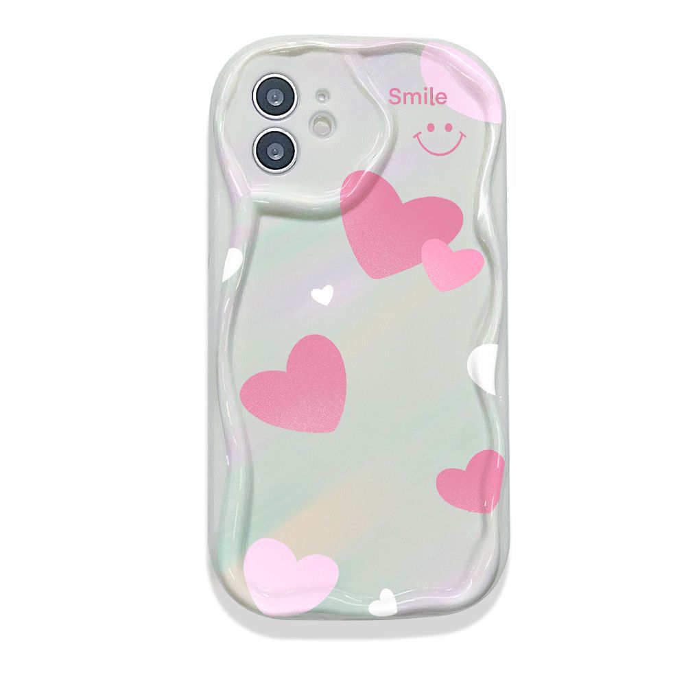 Love Smile Emoji Applies To iPhone17 Pro Mobile Phone Case Apple 16 Cream Wave 14/13 Soft Case 15