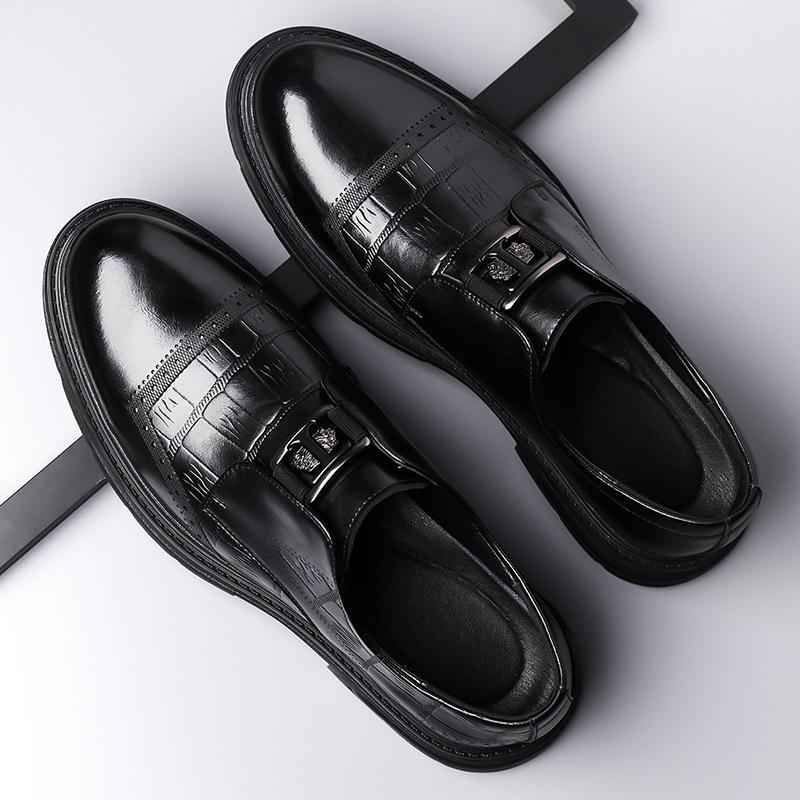 Fashion Spring Autumn New Men's Fashion Leather Shoes Business Formal Casual Leather Dress Shoes Solid Color Luxury Platform Shoe Male