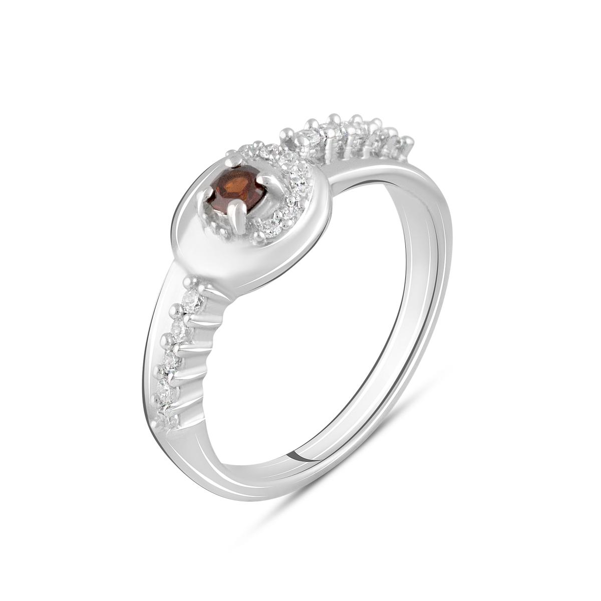 

Срібна каблучка з натуральним гранатом 0.142ct (2104100) 3.11 гр. 925 проби 17 темні цукерки apple червоний колір