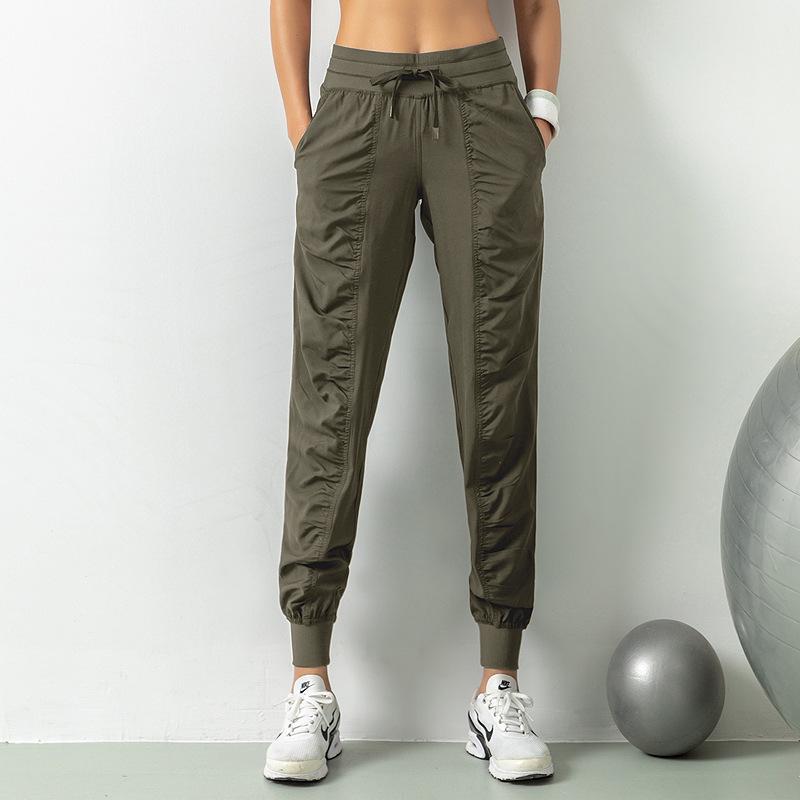 Lulu Women's Lightweight Quick-Dry Pleated Joggers - Breathable, Loose, Slimming, Casual Fitness Pants for Summer Running