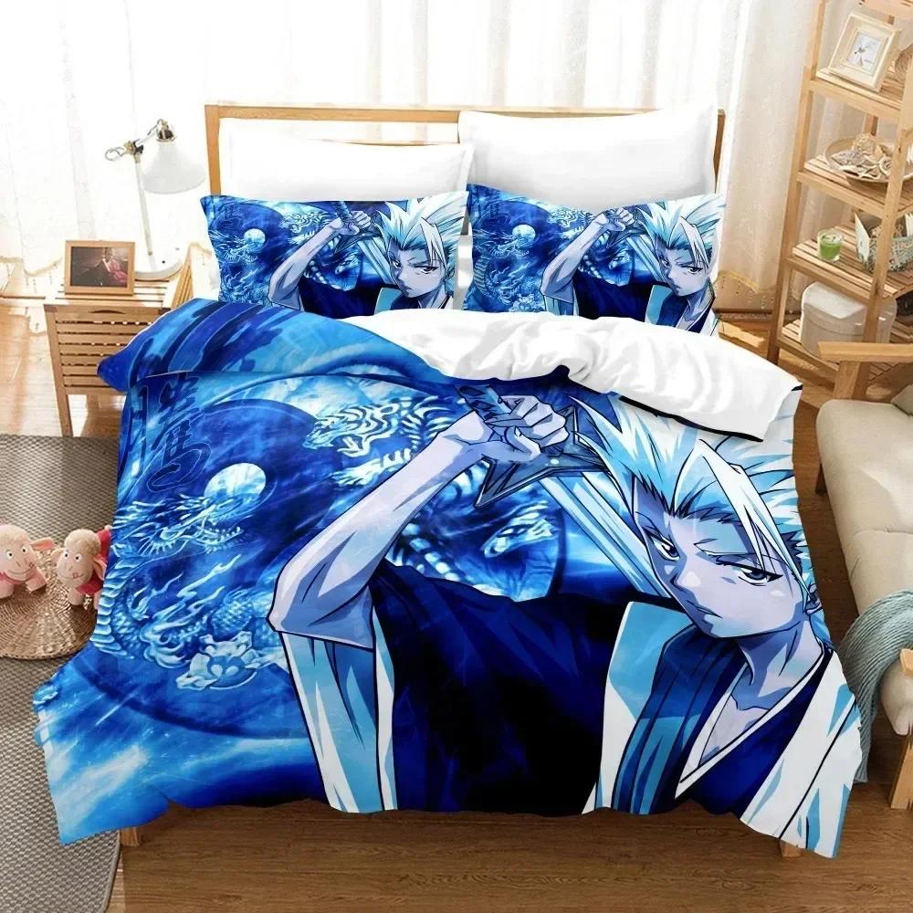 Anime Bleach Toushirou Ichigo Bedding Set Duvet Cover Sheet Printed Bed Set Pillowcase Full Queen King Size Comforter Bedroom